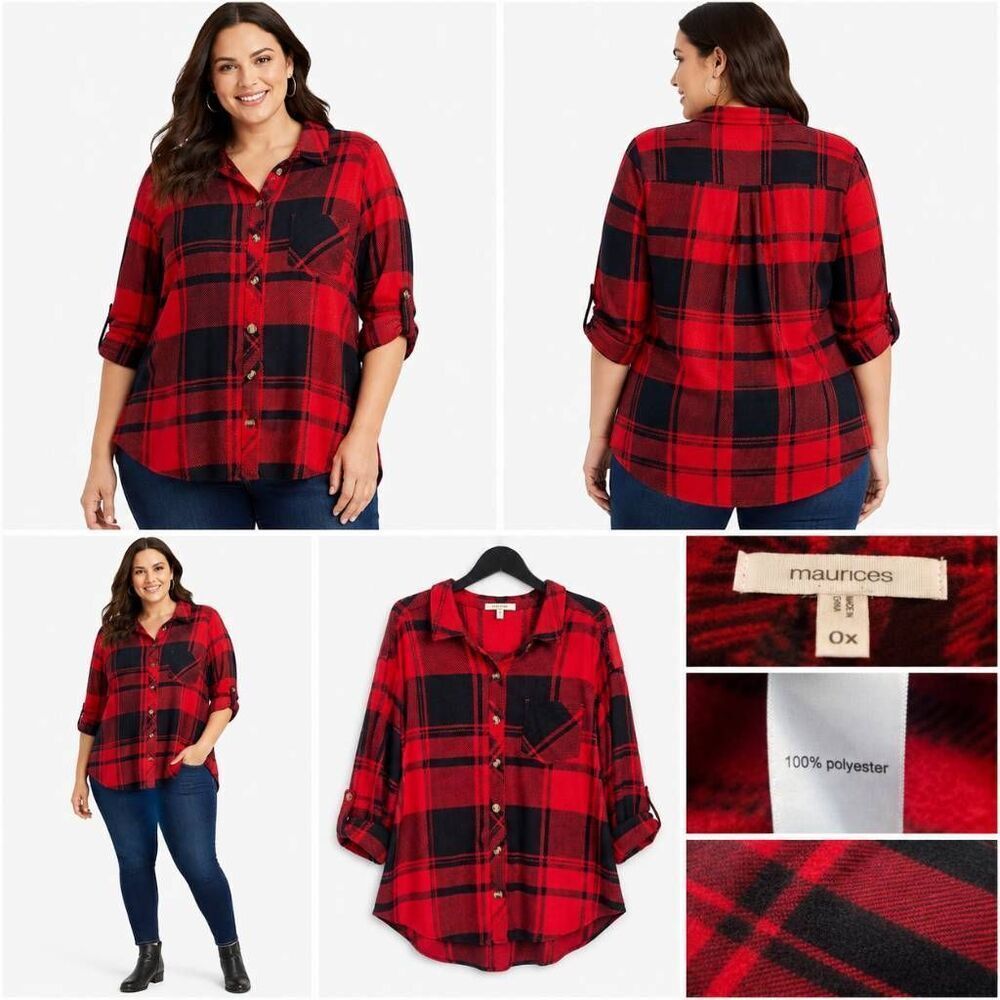Maurices Buffalo Plaid Shacket 0X Red Black